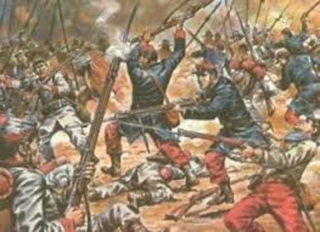 Chile goes into war with Peru and Bolivia in The War of The Pacific.