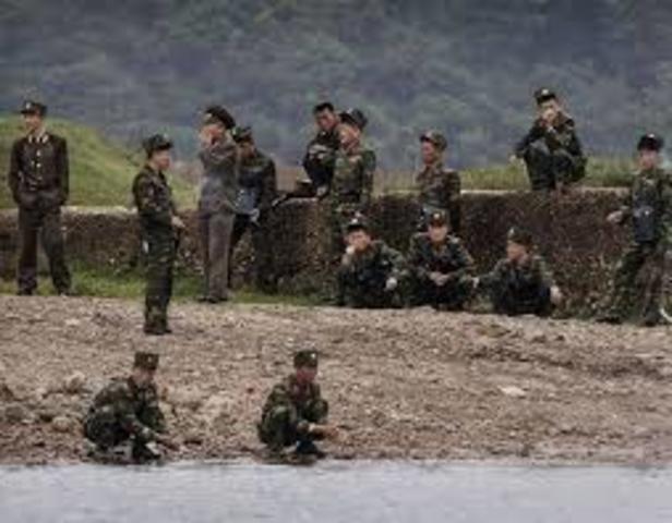 UN forces push North Korea to Yalu River- the border with China