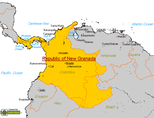 "Gran Colombia" was dissolved. Colombia and Panama became Republic of New Granada.