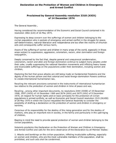 ENSZ - Protection of Women and Children in Emergency