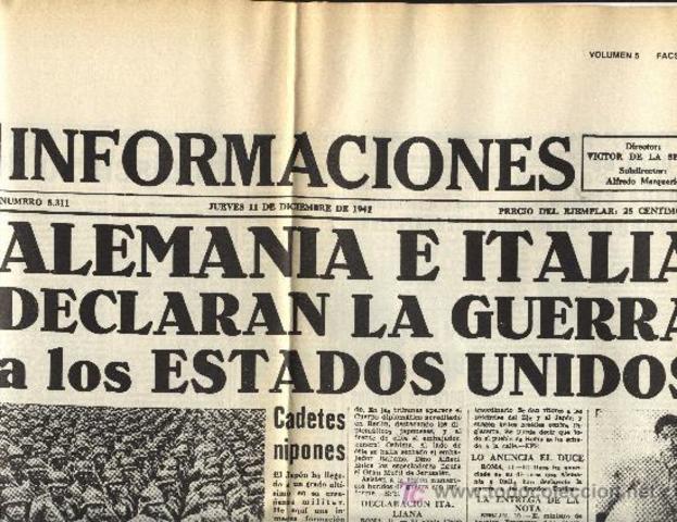 ALEMANIA E ITALIA DECLARAN LA GUERRA A LOS EEUU.