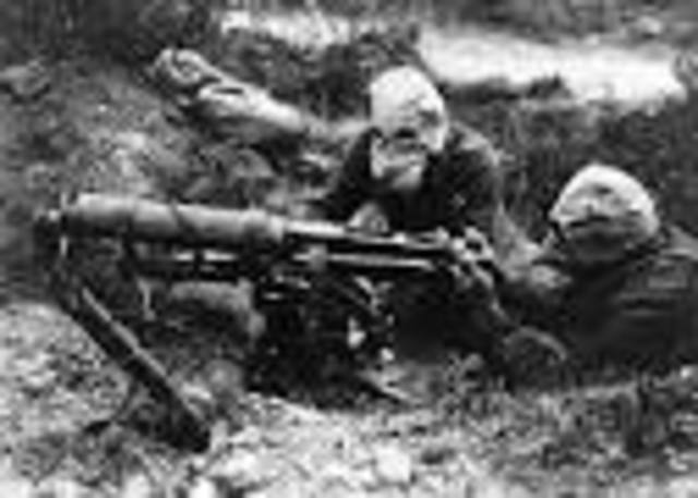 trench warfare, poison gas, and machine guns