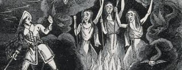 Macbeth is given the prophecies by the witches