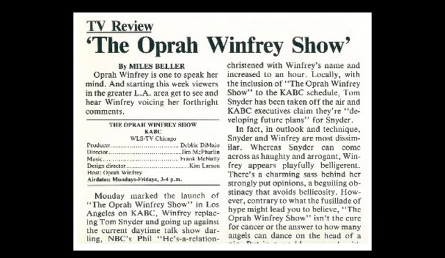 •	The Oprah Winfrey Show First Airs (1986)
