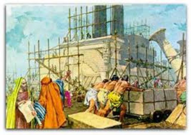 King Solomon builds the Temple.