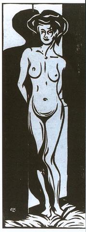 NudeYoung Woman in Front of a Oven -Ernst Ludwig Kirchner
