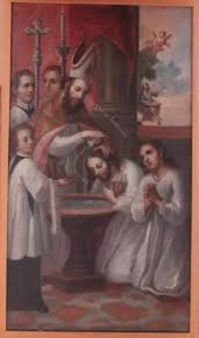 San Agustín recibe el bautismo