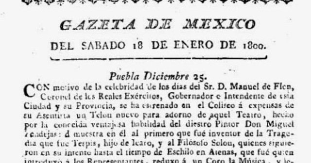 Primer periódico impreso en la Nueva España, llamado "Gazeta de México"