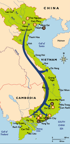 Ho Chi Minh Trail, North Vietnamese Army troops were moving south along the Ho Chi Minh Trail to help the Viet Cong