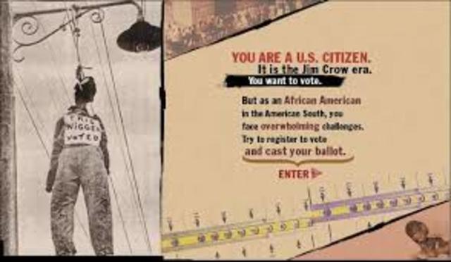 •	Jim Crow Laws Start in South