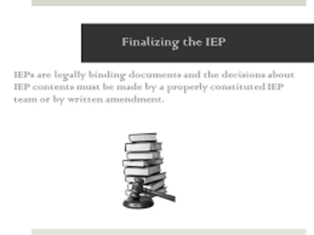 Finalizing the IEP
