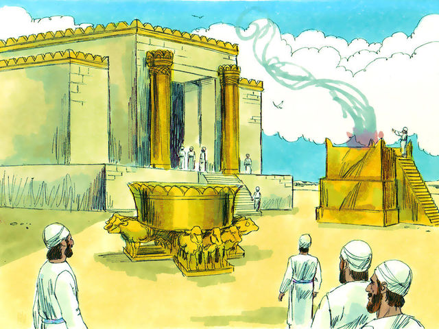 King Solomon builds the Temple.