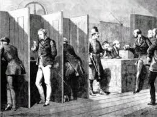 Canada holds the first federal election using secret ballot