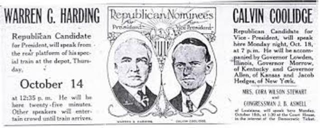 Election of Republican candidate Coolidge
