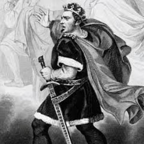 Young Siward and Macbeth fight, Siward dies