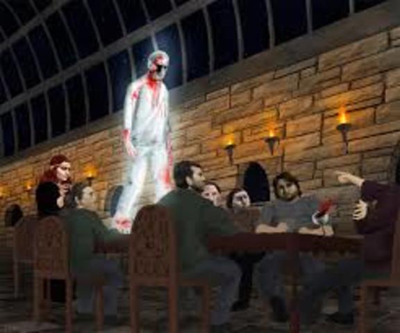 Macbeth is seeing Banquos ghost