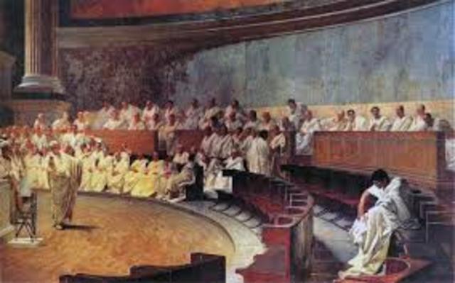 The Roman Senate votes to give extraordinary powers to Octavian