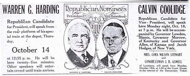 Election of Republican candidate Coolidge