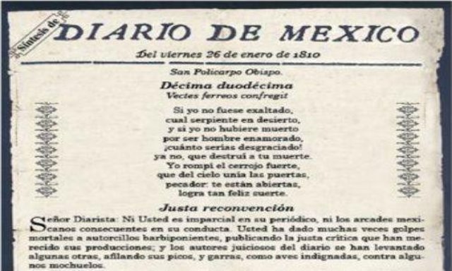 Aparece el Diario de México, primera publicación de emisión cotidiana que continua hasta 1817