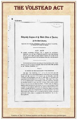 Prohibition- Volstead Act