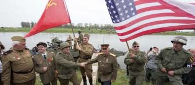 World War II ends, which also ends American-Soviet cooperation