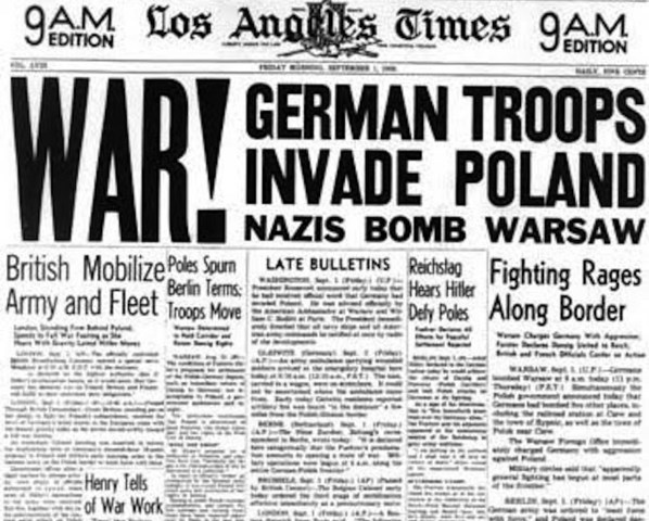 Las tropas alemanas entran en Polonia sin previa declaración de guerra.