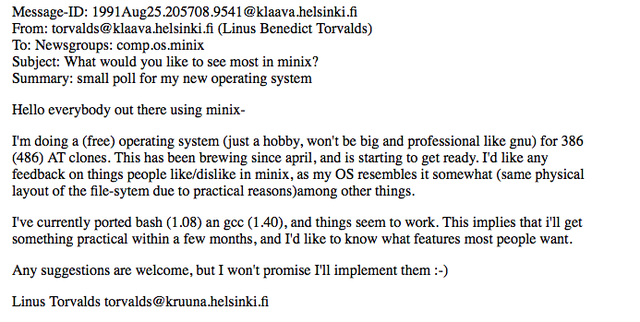 Announced creation of MINIX newsgroup