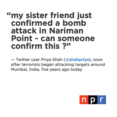 Journalists look to Twitter as a tool after terrorist attacks in Mumbai, India are reported in real time by the microblogging service