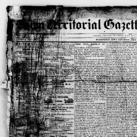 CREATION OF THE FIRST NEWSPAPER IN IOWA, EU