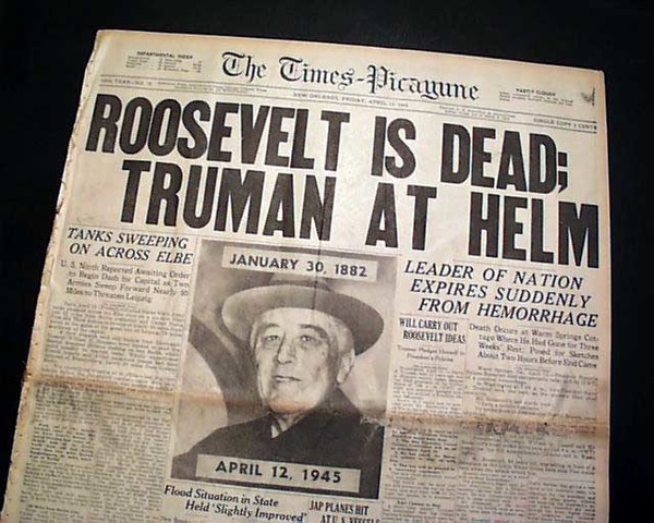 FDR dies, Truman becomes President