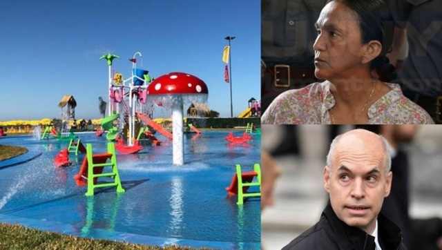 Larreta pinta una pileta