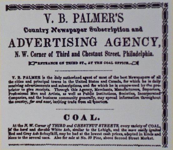Agentes de publicidad el primero conocido fue Volney B. Palmer.