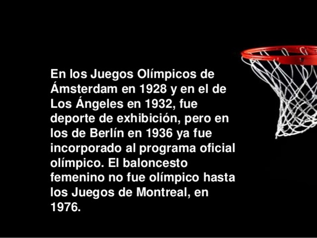 El baloncesto se presenta como el deporte de  exhibición en los juegos olímpicos en Ámsterdam.