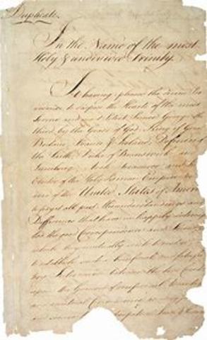 The treaty of Paris (end of American Revolution)