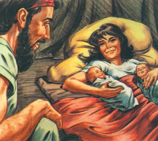 Rebekah gives birth to Jacob and Esau