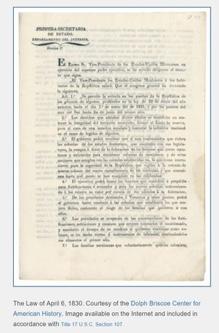 Mexicans ban further immigration to Texas