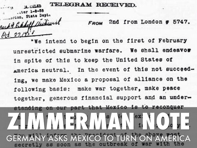 The Zimmerman note was sent