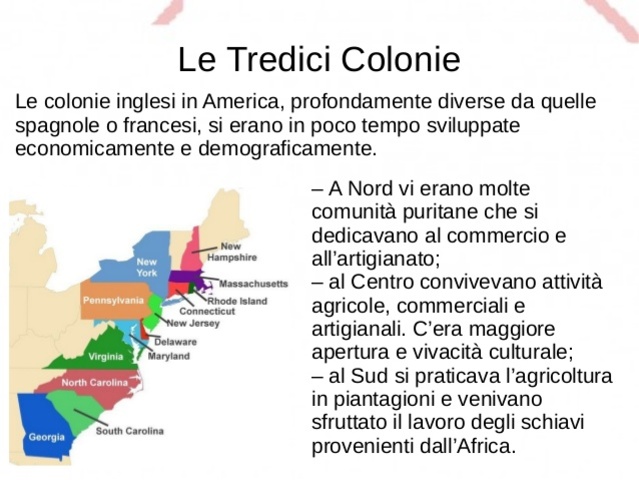 Situazione socioeconomica delle colonie