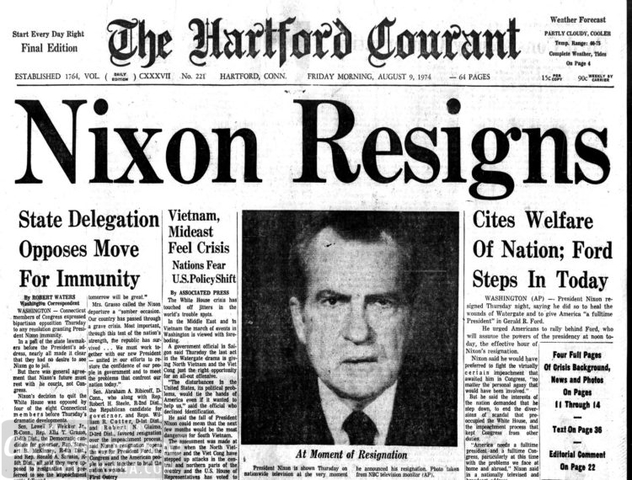 8/08/1974: Nixon resigns