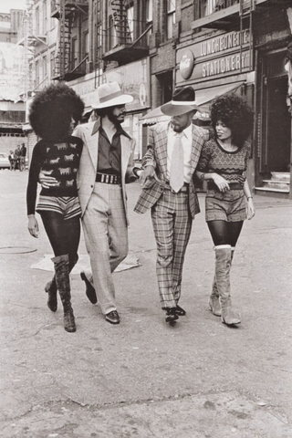 African Americans Walking Down Streets in Harlem