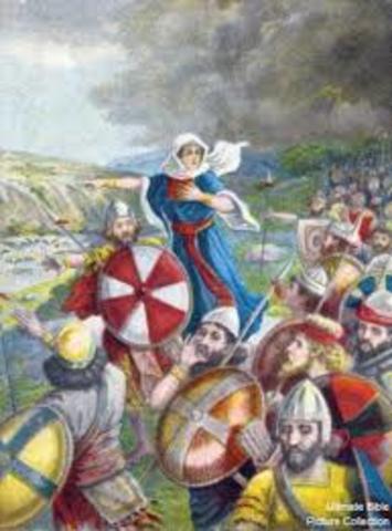 Judges (Deborah, Samson, etc) lead Israelites in Canaan.