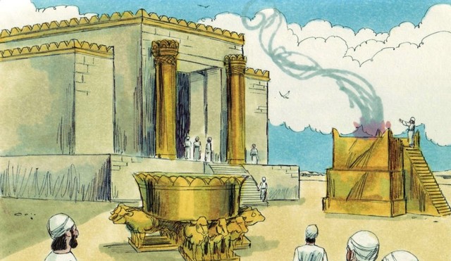 King Solomon builds the Temple.