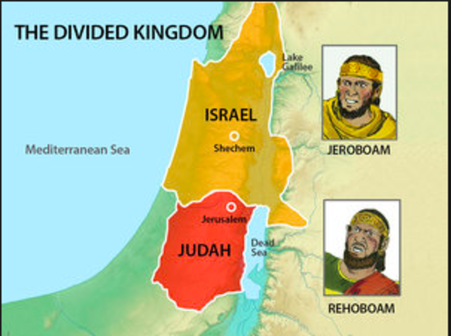 Kingdom divides into Isreal and Judah