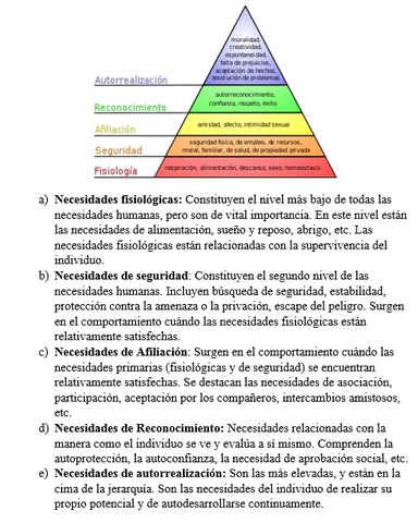 JERARQUÍA DE LAS NECESIDADES, SEGÚN MASLOW