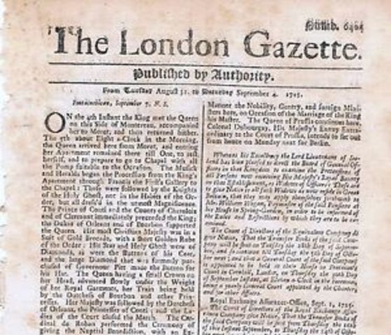 APARECE EL PERIÓDICO LONDON GAZZETE