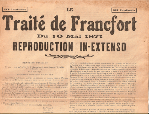 Traité de Francfort (paix ac Prusse) signé par Thiers