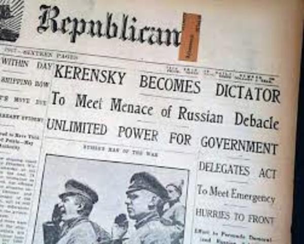 Kerensky es nombrado como nuevo Primer Ministro.