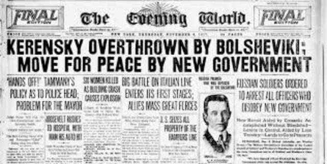 The Bolsheviks led by Lenin overthrow Russian government