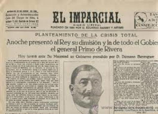Dimissió de primo de  Ribera