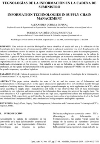 PRICEWATERHOUSECOOPERS "Citado en TEGNOLOGÍAS DE LA INFORMACIÓN EN LA CADENA DE SUMINISTRO"